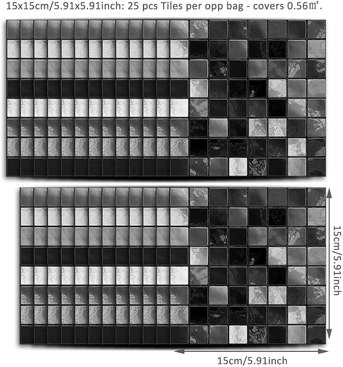 Alwayspon 25 Pcs Self-Adhesive Decals for Home Decor, Peel and Stick Wall Tile Stickers, Water-Proof for Kitchen Bathroom, 6x6inch - Image 6