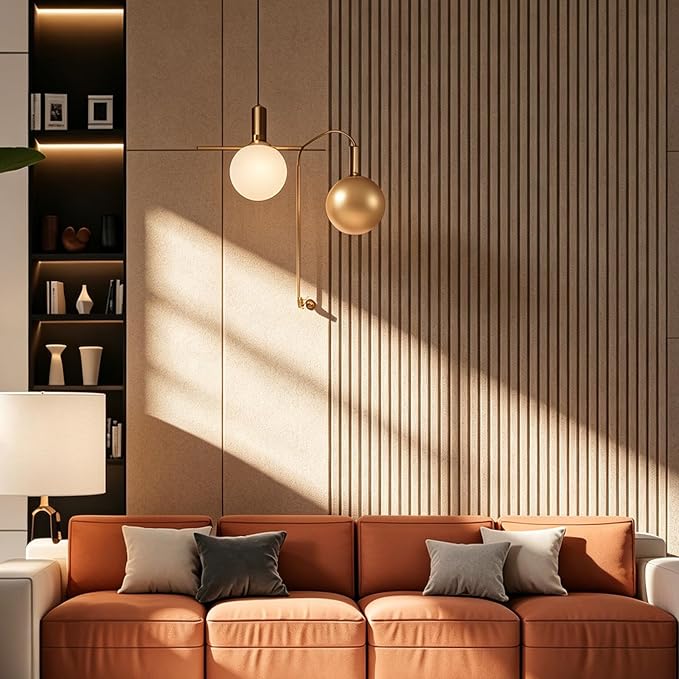 RITOLLO Wood Slat Panels for Wall 2-Piece 94.5"×11" Acoustic Panels for Interior Wall Decor 3D Fluted Sound Absorbing Panel - Natural Walnut | Interior Wall Décor • 3D Fluted Design • Sound Absorbing • Easy Installation • Lightweight - Image 5
