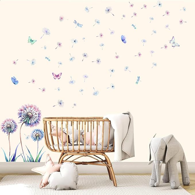 LHIUEM Blue Dandelion And Butterfly Wall Decal, 8x10 Inch, Vinyl, For Walls, Living Room, Bedroom, Girls Room, Funny Style, Floral Pattern - Image 6