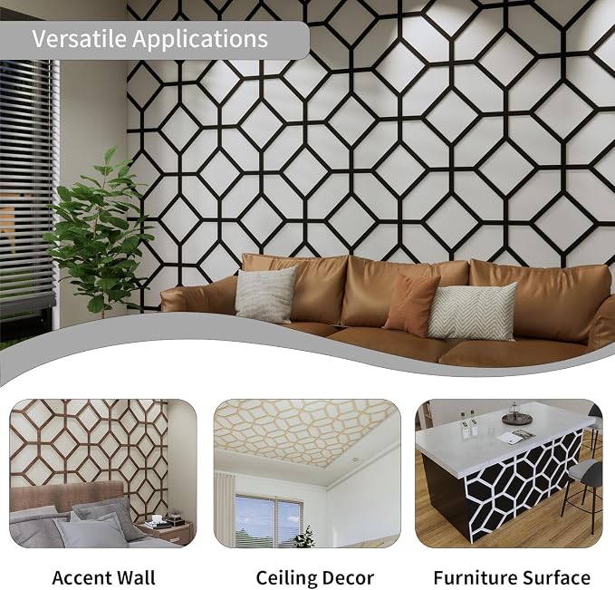 8PCS PVC Modular Decorative Fretwork Wall Panels for Living Room Lobby Bedroom, Cross Grid-Oak Faux Oak Wood Texture - Image 7