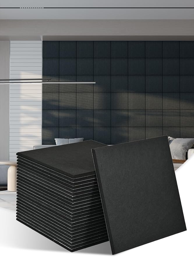 AKUMAX 24 Pack Acoustic Wall Panels, Peel and Stick Wall Panels for Walls,24 ft² PET Felt Sound Absorbing Panels 12*12 inch, Decorative Noise Reduction Panels for Home Office Studio Bedroom by AKUMAXWOODWALLPANELS