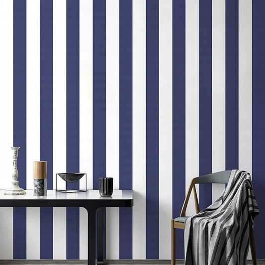 Jeweluck Blue Striped Wallpaper Peel and Stick Wallpaper 17.7”x118.1” | Blue and White Contact Paper Stripe Wall Paper Waterproof Removable Self Adhesive Decorative for Accent Walls Cabinets Vinyl by Jeweluck