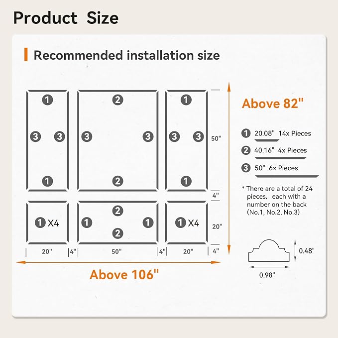 Upick Peel and Stick Wainscoting Pre-Cut Wall Molding Kit, 20"x50", 6-Frame | PS Panels,Moisture Resistant,Pre-Primed,DIY Installation,Accent Walls,Living Room,Hallway,Bathroom,Trim for Walls - Image 6
