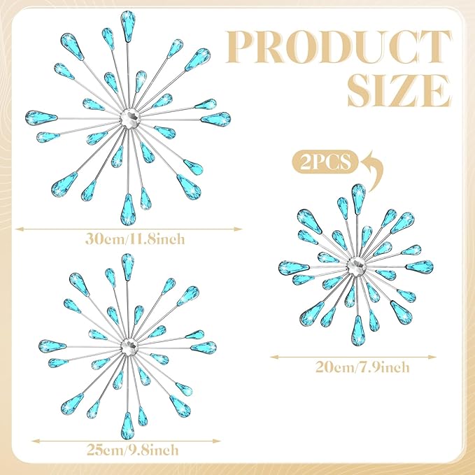 Hicarer 4 Pcs Starburst Wall Decor, Metal Wall Art, Blue - Image 4