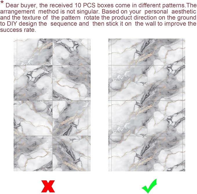 Chejiaye 22pcs Marble Peel and Stick Backsplash Surface Waterproof Wall Panels,Self-Adhesive Marble PVC Foam Wall Panels for Kitchen, Bathroom - 11.8"x11.8" Kitchen Tile(Not Real Tiles,Colorful) - Image 6