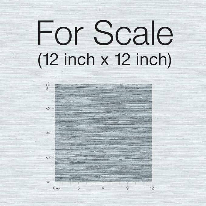 RoomMates Blue and Gray Faux Grasscloth Peel and Stick Wallpaper, Removable Self-Adhesive Wallpaper Roll, Textured Look - Image 6