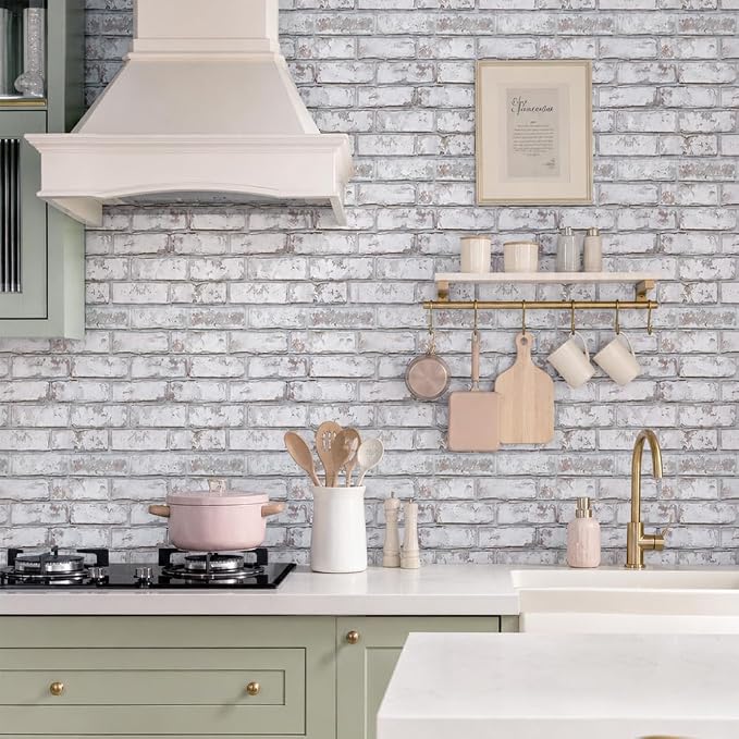 Commomy 10 Pcs Peel and Stick Brick Tile Thin PVC 10 pcs 11.8"x 11.8" | Small Size 3D Faux Brick Wall Panels Printable Fake Brick Wallpaper for Bedroom,Kitchen (Covers 9.7 sq.ft) - Image 3