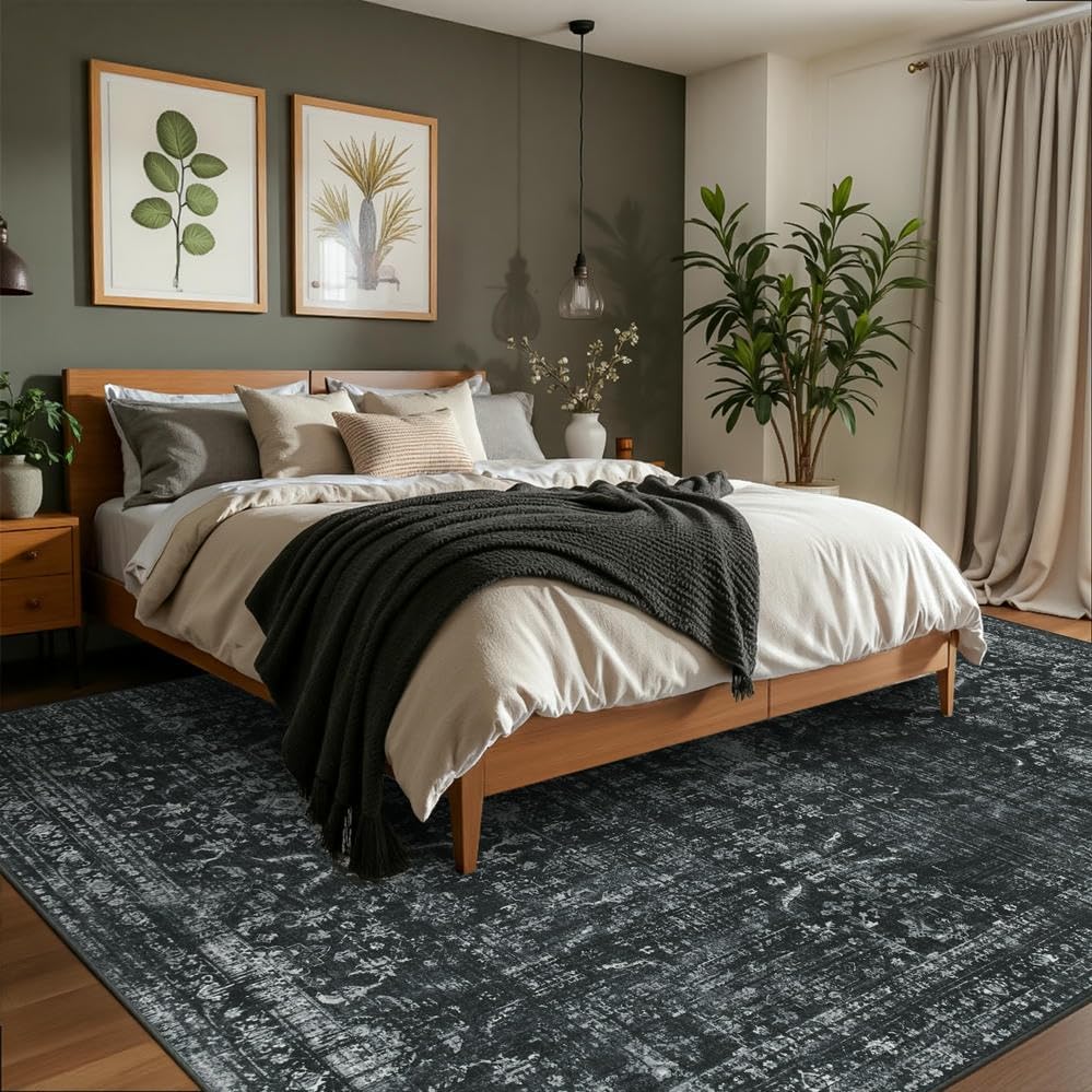 Rugxara Black Rug 5x7 Area Rugs Washable Rug for Living Room Bedroom - Image 3
