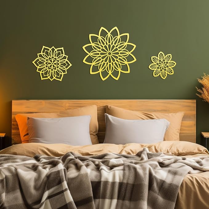 Zzbakress 3 Pcs Metal Flowers Wall Art Bathroom Wall Decor (Gold Elegant) | Farmhouse Flower Bathroom Decor Wall Decorations For Bathroom, Living Room, Office, Kitchen, Hallway And Outdoor - Image 5