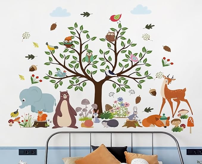 Arawat Tree Wall Decals Stickers Decor for Bedroom Living Room Zoo Animal Tree 3D Wall Stickers & Murals Decor for Bedroom Art as Decorations - Image 4