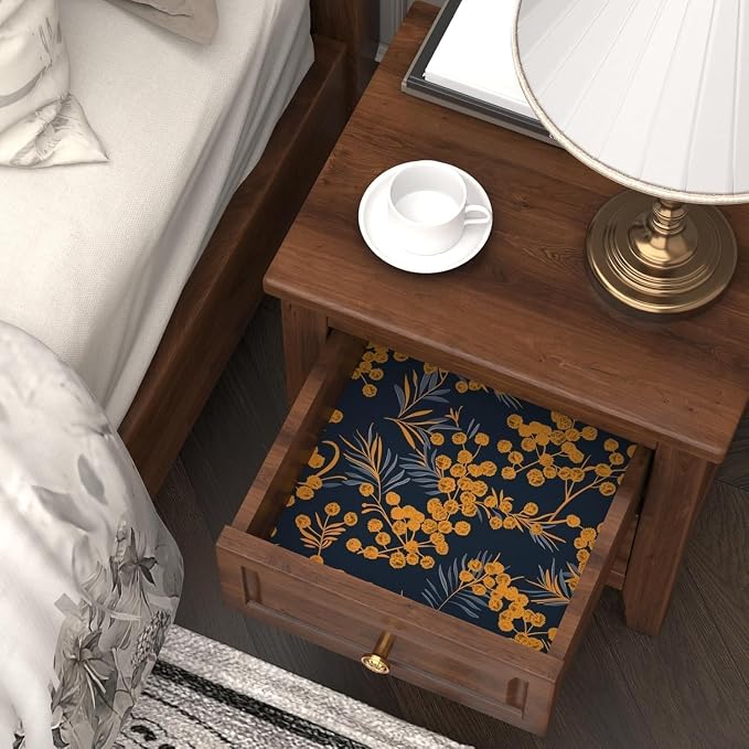 Laatse Dark Gold Floral Leaf Vintage Wallpaper Peel and Stick 17.5" × 393" | Self Adhesive/Removable/Waterproof/Thick Vinyl Contact Paper for Bathroom Bedroom Shelf Cabinet Drawer,Prepasted,Easy Peel - Image 3