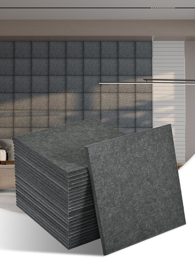 AKUMAX 24 Pack Sound Proof Foam Panles-Self-Adhesive Soundproof Wall Panels,Acoustic Foam Panels Soundproofing Noise Cancelling Wedge Panels for Home Office Recoding Smoke 12"*12" by AKUMAXWOODWALLPANELS