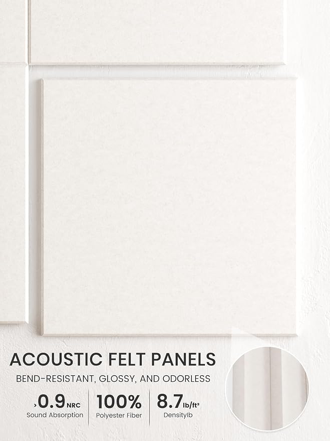 Bumusty 48"x 36" Large Felt Bulletin Board Tiles, Milky White | 12-Pack Cork Board Alternative, Wall Decor, 30 Pushpins, 60 Adhesive Tabs, Vision Board, Office, Classroom, Home, Dorm - Image 3