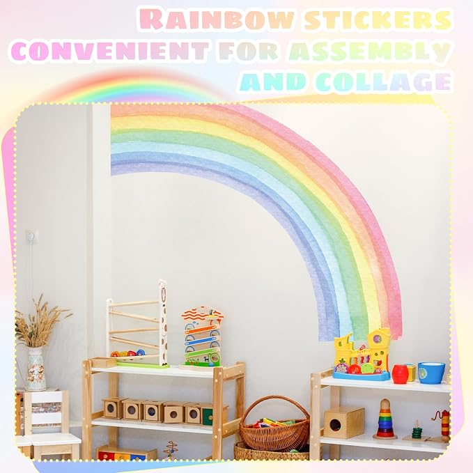 15.7×63 Inch Rainbow Wall Decal Watercolor Mural Rainbow Modern Vinyl Peel and Stick Sticker Removable for Classroom Living Room Bedroom Playroom Decor - Image 6