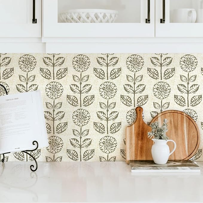 Wudnaye Vintage Floral Peel and Stick Wallpaper for Farmhouse 17.7in×197in | Tulip Peel and Stick Wallpaper Floral Contact Paper Boho Self Adhesive Removable Wall Paper Waterproof for Bathroom Kitchen - Image 2
