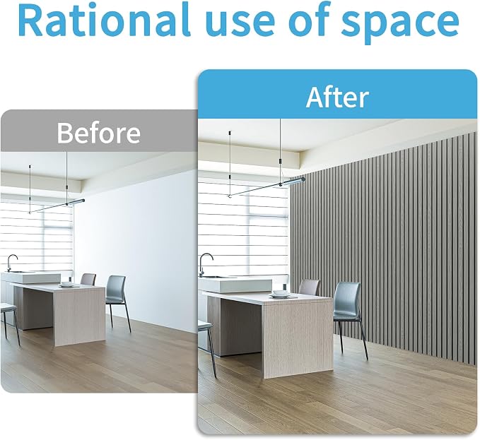 Art3d Six-Grid Design Slim Slat Wall Panel, 104 x 12 Inch, 4-Pack, Ash | Lightweight, Wainscoting, Waterproof, Easy to Clean, Sturdy, Glue on, Elegant Style, for Bedroom, Office, Home Improvement - Image 8