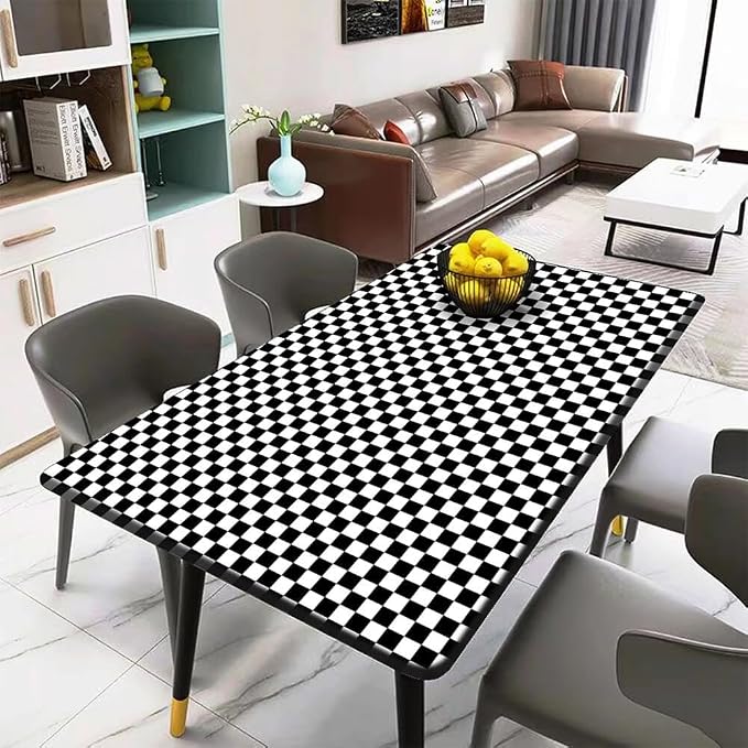 Black and White Contact Paper Mosaic Checkered Peel and Stick Wallpaper Lattice Self Adhesive Waterproof Vinyl Roll for Bathroom Kitchen Backsplash Cabinets Shelf Liners Drawers 17.3"x80" - Image 4