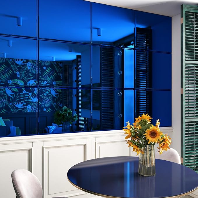Blue Mirror Sticker for Walls Metallic Wallpaper Peel and Stick Flexible Wall Sticker Mirror Contact Paper Vinyl Wall Paper for Cabinets Drawers Countertops Table Appliance Refrigerators 15.75"x78" - Image 3