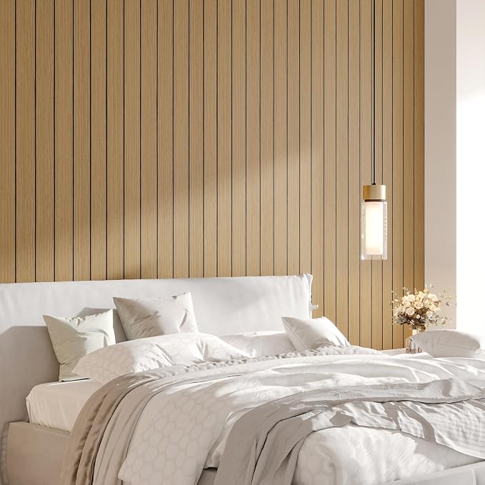 CHIHUT Light Oak Tan Slat Wall Paneling Peel and Stick Wooden Wall Panel for Kitchen Island Backsplash Self Adhesive Removable Flexible Wood Panels 12"x79" Foam 3D Wood Slat Wallpaper for Bedroom - Image 3