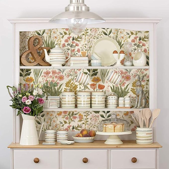 Orainege Floral Peel and Stick Wallpaper Floral Contact Paper Self Adhesive | 16.9in x196.8in Vintage Flower Wallpaper Peel and Stick Flower Contact Paper Botanical Decor for Bedroom Vinyl - Image 4