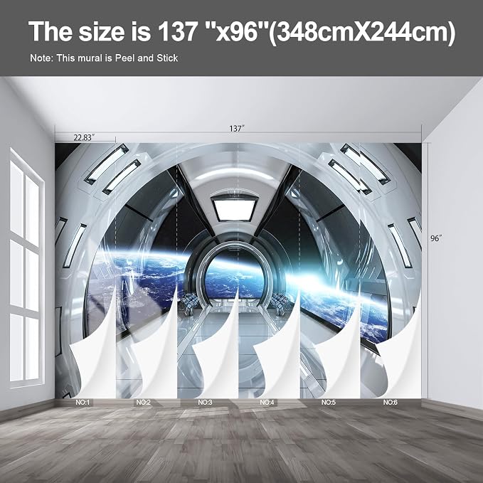 Spaceship Large wall murals Peel and Stick self Adhesive Wallpaper for Bedroom Living Room - 96"x137" - Image 2