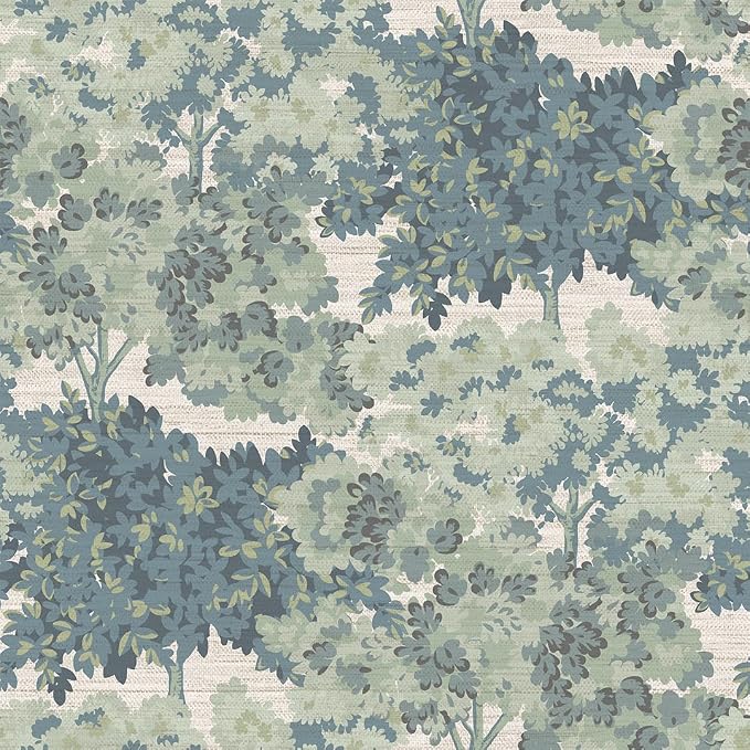 Tempaper Textured Green Canopy Toile Faux Grasscloth Removable Peel and Stick Wallpaper, 20.5 in X 16.5 ft, Made in The USA by TempaperCo