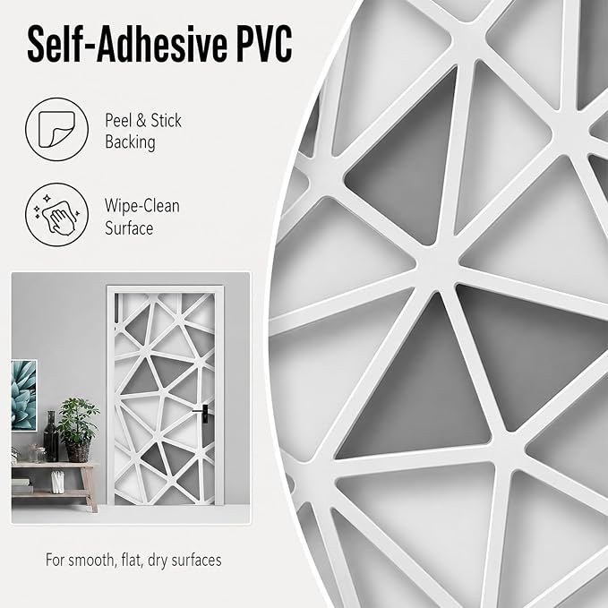 Door Stickers Peel & Stick Murals-Wall Covers Decorative Decal White Block | 30.3"W x 78.7"H, 3D White Block Wallpaper，Waterproof Removable Opaque Vinyl Self Adhesive Fake Door Decor for Home Office - Image 4
