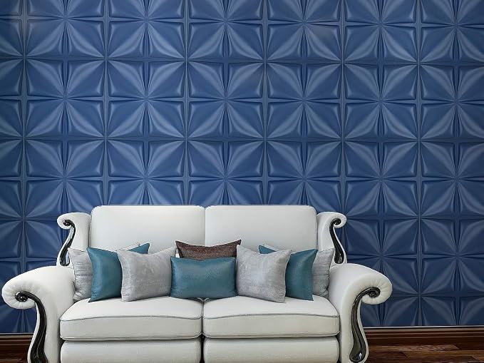 Art3d Navy Blue 3D Wall Panel PVC Flower Design Cover 3 Sq Meter, for Interior Wall Decor in Living Room, Bedroom, Lobby, Office, Shopping Mall - Image 2