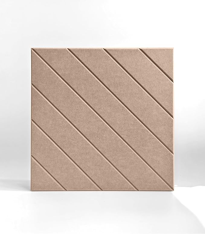 21.65" Large Square Acoustic Panels 4-Pack - Sound Absorbing Wall Panels, Noise Reducing Soundproof Decorative Felt Tiles for Home Office, Studio, Living Room - Camel - Image 2