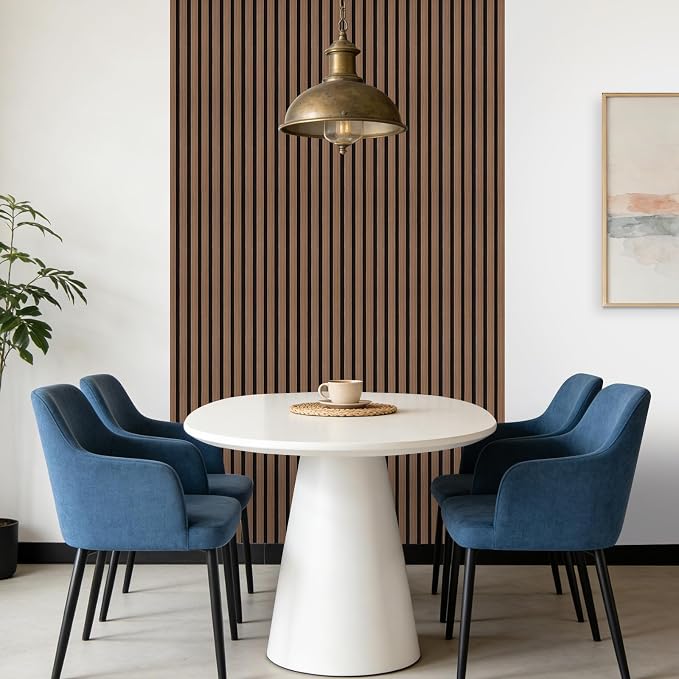 Peel and Stick Slat Wall Panels, 4" x 96" Self-Adhesive Walnut Faux Wood Accent Paneling, Removable 3D PVC Soundproof Wall Covering for Bedroom, Living Room, TV Background & Home Décor - Image 4