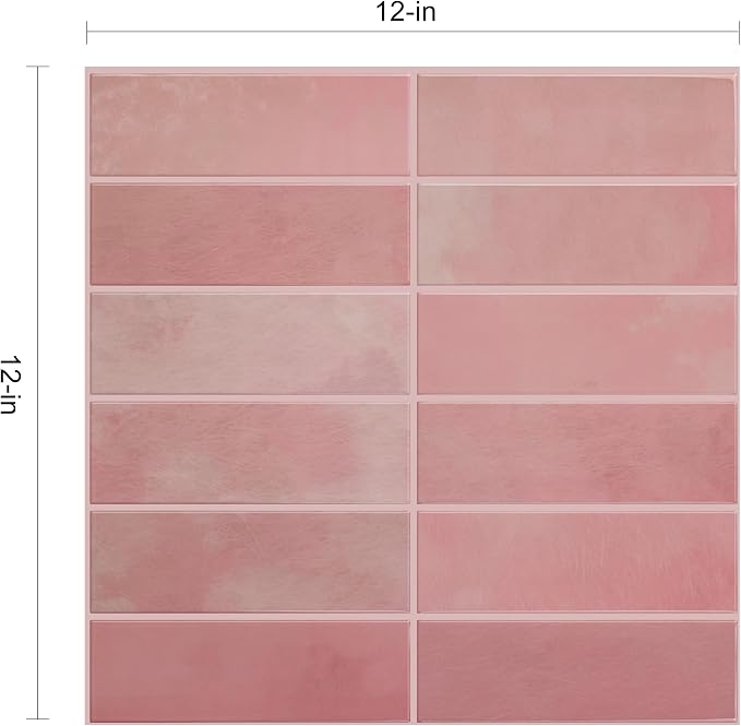 Select 5 Pack Peel and Stick Backsplash Square Tiles, 12x12 in, Pink | Extra Thick 3D Wall Panels, Heat & Water Resistant, Easy DIY Kitchen, Bathroom, Laundry, Fireplace & Rental Home Wall Décor - Image 4
