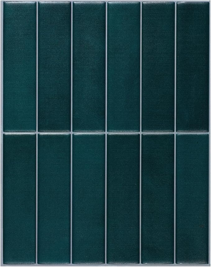 Smart Tiles Peel and Stick backsplash, Stacked Deep Teal, 11.43"x9" | Pack of 5 (3.5 sq ft), Matte, Heat/Moisture Resistant, Low VOC, Kitchen/Bathroom, Renter Friendly, Made in Canada by SmartTiles-OriginalPeelandStickBacksplashTiles