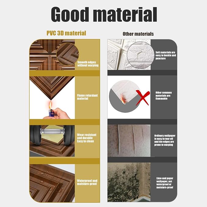 12 Pack PVC Ceiling Tiles 19.7"x19.7" – Silver Mirror & Wood Grain 3D Wall Panels for Wall and Ceiling Decoration,Cover 32.3 Sq.Ft – Waterproof,Lightweigh(Dark Brown, Silver) - Image 8