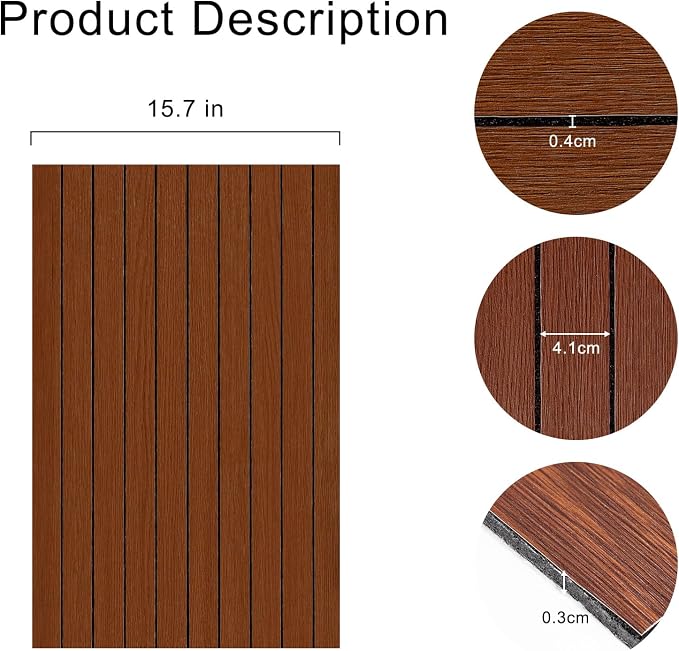 3D Faux Wood Slat Wall Panel – Peel and Stick Self Adhesive Soundproof Foam Board for Interior Wall, Ceiling, Home Theater Decor Faux Walnut 15.7"x118" - Image 4