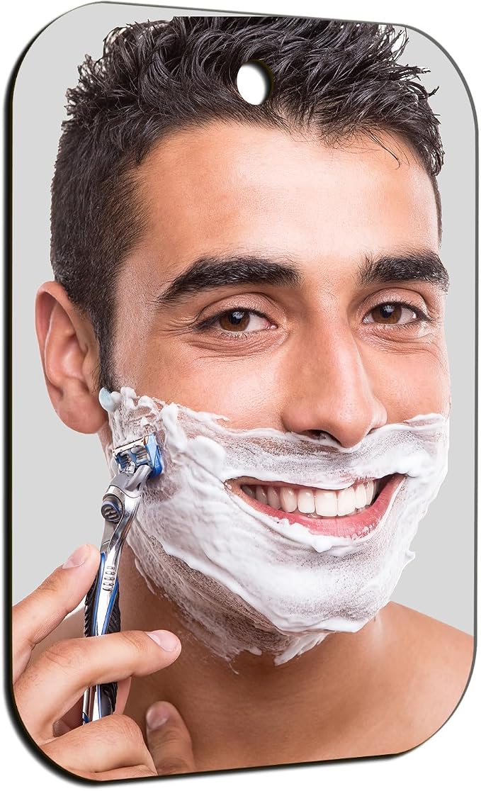 Shower Mirror Fogless for Shaving, Medium 8 x 6 inches Small Mirror for Wall Camping, Frameless Portable Hanging Travel Mirrors, Unbreakable Handheld Locker, Makeup Plastic, Shave Mirrors, Bathroom by Unknown