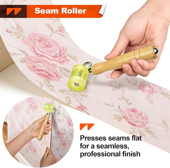 WRAPXPERT Wallpaper Tools, Smoothing Tool Kit for Peel and Stick Wallpaper/Contact Paper/Vinyl Backsplash Applying, with Squeegee Smoother, Seam Roller, Razor Scraper, Knife and Blades - Image 5