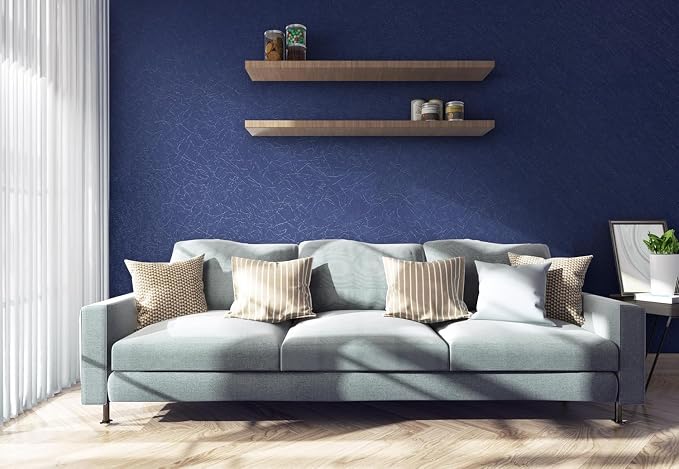 Safiyya 17.3 inch X 590 inch Wallpaper Blue Silk Textured Wallpaper Peel and Stick Modern Solid Color Wall Paper Removable Contact Paper for Walls Vinyl Rolls - Image 6