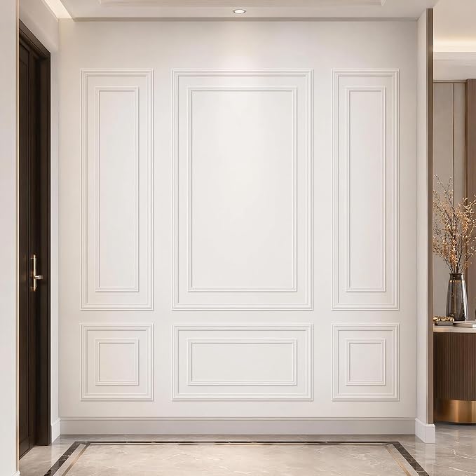 6 Set Peel and Stick Wall Molding Kit，Pre-Cut Bilinear Frame Panels | Premade Wainscoting Panels for Interior Wall Decor，Ready-to-Assemble Glue-On Wall Trim for Living Room Bedroom Corridor - Image 5