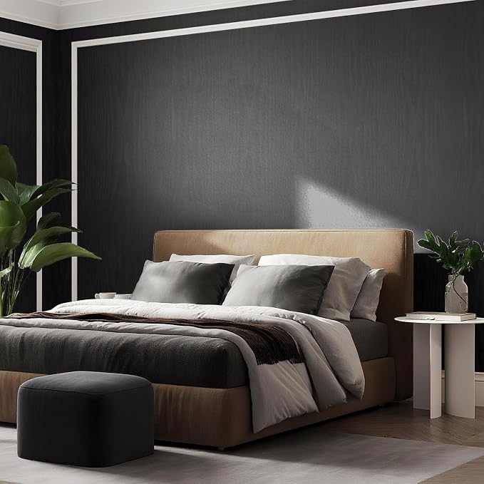 Vinjiasin Black Wallpaper Wood Grain Contact Paper Peel and Stick Wall Paper Waterproof Self Adhesive Thickened Vinyl Wrap for Countertops Cabinets Desk Decorative Film Easy to Clean 15.7" x 118" - Image 2