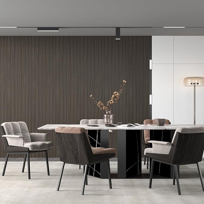 CHIHUT Greyish Walnut Brown Peel and Stick Wood Panels for Bedroom Living Room Thick Foam 3D Noise Cancelling Wall Panels Removable Decorative Wood Paneling Roll for Interior Wall Decor 12"x79" - Image 2