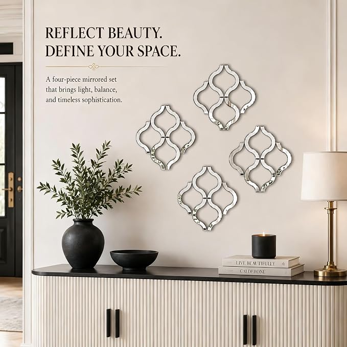 Square Decorative Wall Mirror 12 x 12 Inch, Silver Frameless Mirror Wall Decor with Beveled Edge, Modern Wall Mounted Accent Mirror for Living Room, Bedroom, Hallway, Set of 2 - Image 6