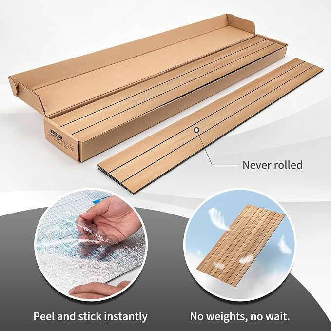 AMZDEPOT Peel and Stick Wood Panels for Wall, 6 Pack, Oak | Self-Adhesive Slat Wall Panels, PVC Thick, 3D Wood Grain Wallpaper, for Walls and Ceilings, 48"x15.75", Packed in Long Boxes - Image 3