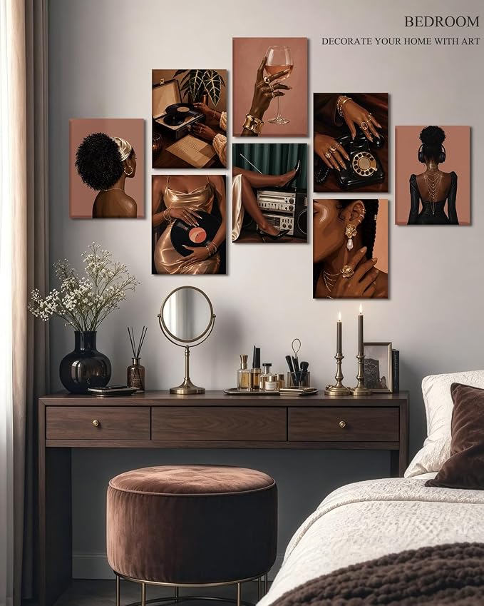 VIYYIEA Acoustic Art Wall Panel, Black Girls Sound Absorbing Panels | 48×32 in African American SoundProof Absorbing Panel for Bedroom Dressing Room,8pcs Music Record Acoustical Home Decor - Image 2