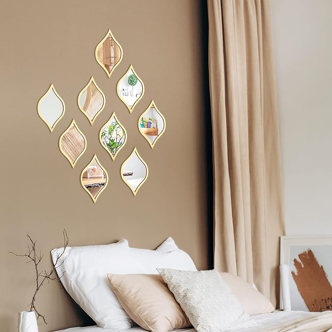 Tanlade 9 Pcs Teardrop Wall Mirror Gold Decorative Wall Mounted - Image 7