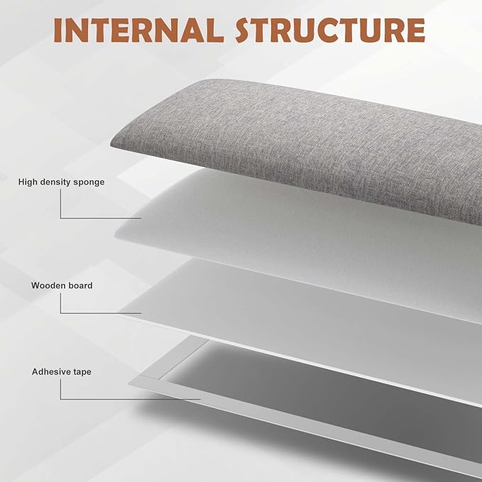 IFNOW Wall Mounted Headboard, Peel and Stick Panels, Medium Gray, King | 3D Soundproof Acoustic Padding, Reusable and Removable, Tufted fabric Bed Headboard, for bedroom (12 Panels, 10" x 24") - Image 5
