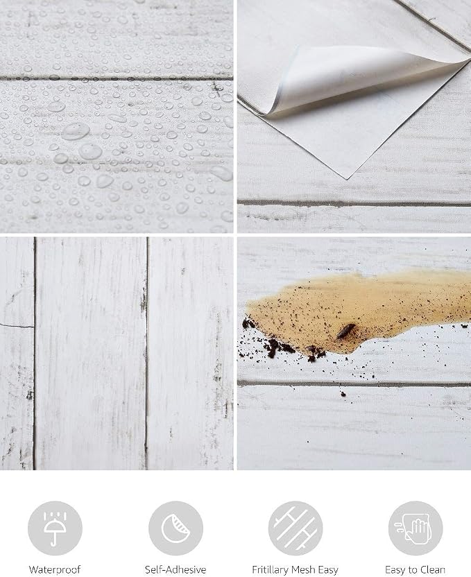 Shiplap Peel and Stick Wallpaper, Contact Paper for Classroom Home Decor | 17.7"x275" Removable Self-Adhesive White Wood Plank Film, Farmhouse Decor for Bulletin Board Desk Cabinet & Home Renovation - Image 2