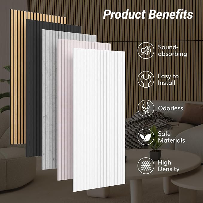 TONOR 8 Pack Large Acoustic Panels,47.2" X 23.6" X 0.35" Acoustical Wall Panel, Self-Adhesive Sound Proof Panels, Decorative Soundproof Wall Panels for Echo Absorption for Home Studio Office, Oak - Image 6