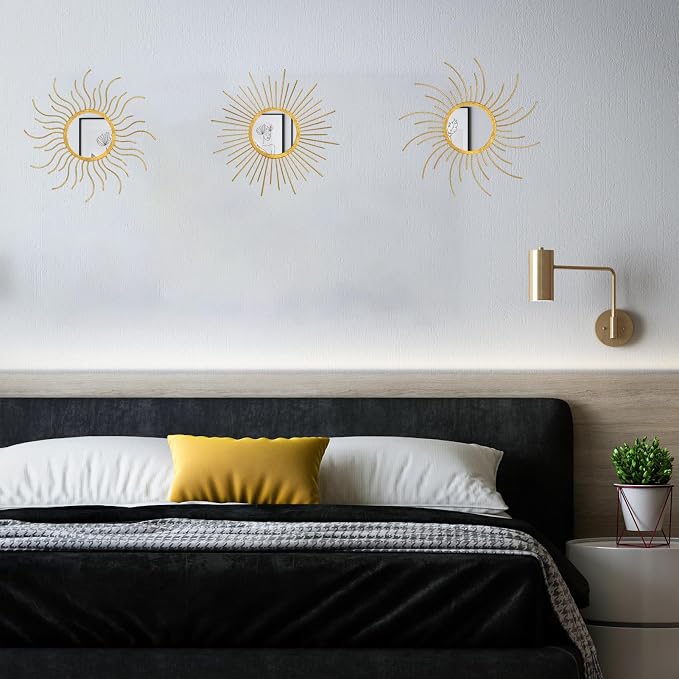 Mirror Decor Sunburst Mirrors Metal Sun Mirror Wall Decor Wall Mirror Home Decorative Wall Art for Living Room Bedroom Entryway - Image 3