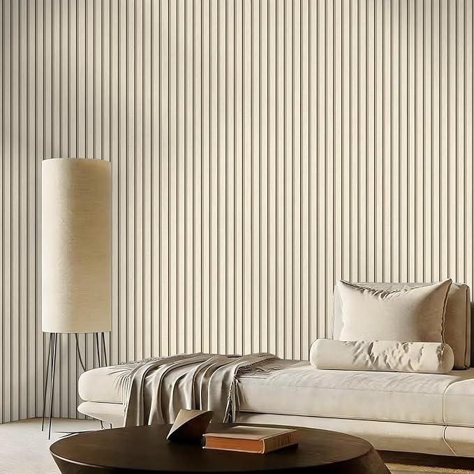 myforHD Wallpaper Peel and Stick Wood Grating Stripe Self-Adhesive Wallpaper Faux Wood Contact Paper Wood Slats Self Adhesive Wall Paper PVC Vinyl Film Removable Waterproof 17.3" x 118" - Image 4