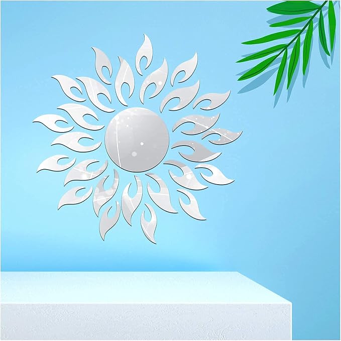 3D Mirror Sunlower Wall Decor Sticker, Peel and Stick Wall Art Decals - Image 3